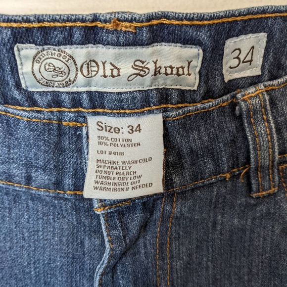 Old School Men's Distressed Blue Denim Jeans Size 34W/32L NWOT - Picture 4 of 4